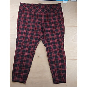 Torrid Pixie Pants Womens 2 Red Plaid Stretch Pull On Crop Work Tartan